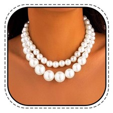 Layered Pearl Choker Necklace Chunky Pearl Necklace for Bridal Wedding