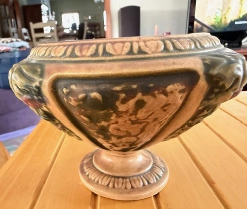 Antique Roseville Art Pottery Florentine Compote Footed Vase 4" Tall