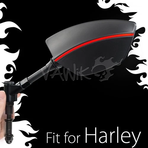 VAWiK mirrors Redline black & red stripe 5/16" adapters fits Harley V-Rod VRSC