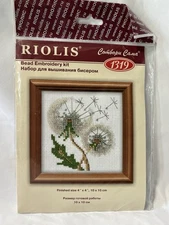 Riolis Dandelions #1319 Bead Embroidery Cross Stitch Kit 4” x 4”