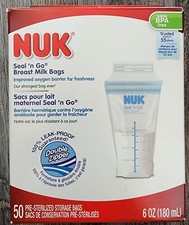 NUK Seal n' Go Breast Milk Bags Double Zipper - 50 Count
