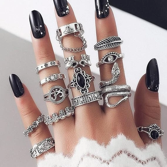 SET ANELLI ACCIAIO INOX DONNA ✅ COLORE ARGENTO REGOLABILI REGALO MAMMA RAGAZZE - Immagine 2 di 4