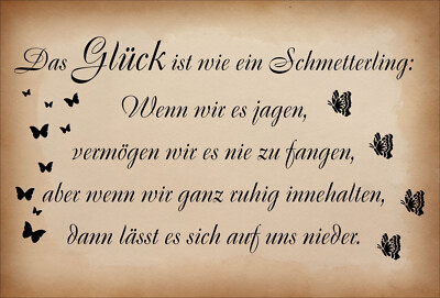 Dekoschild Glück Schmetterling Spruch Geschenk Schild Bild Zuhause