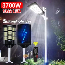 8700W LED Solar Street Light Remote Yard Wall Lamp Industrial Security Road Bulb