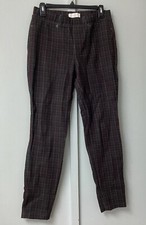 TALBOTS Womens Pants Size 8 Pull On Ponte Stretch Plaid Green Pockets Stretch