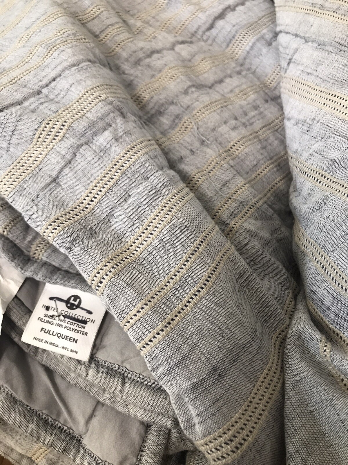 Hotel Collection Linen Stripe Coverlet Quilt Queen Blue Gray Beige eBay