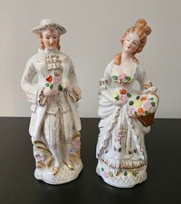 Set of 2 Vintage Ceramic Victorian Couple French Colonial Figurines
