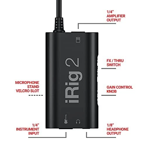 IK Multimedia iRig 2 Portable Guitar Audio Interface, Lightweight Audio