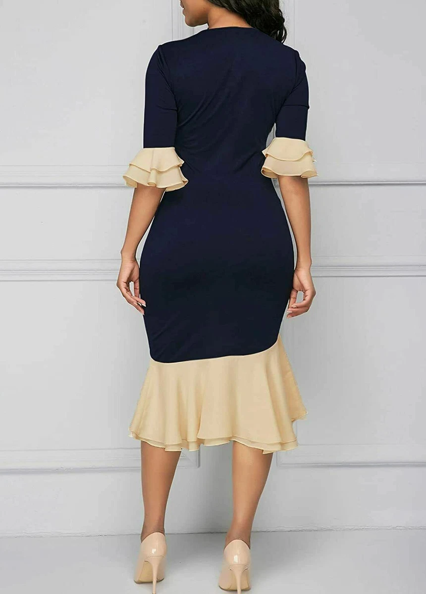 Rotita Dress Blue Cream Business Special Event