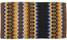 Western Wool Show Saddle Blanket - 34"x40"- Black - Fawn - Gold - Yellow - Blue