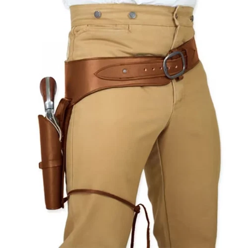Cowboy PU Western Plain Holster Gun Middle Ages Holster Pistol Belt Revolver - Picture 10 of 16