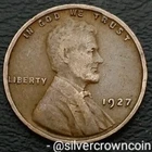 USA 🇺🇸 Lincoln Wheat 1 Cent 1927. KM#132. Bronze One Penny coin. US. 1d.