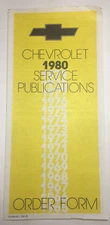 CHEVROLET 1980 SERVICE PUBLICATIONS ORDER FORM CHEVY GM ORIGINAL VINTAGE