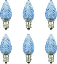 Pack de 6 Tomas de Iluminación Vacacional LED C9 Bombilla de Repuesto, Luces de Navidad Azul