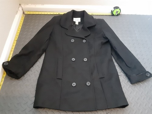 CHEROKEE Heavy Black 80% Wool Coat Size Medium #S7