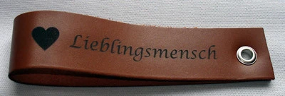Leder-Schlüsselband mit beidseitiger Lasergravur, Gravur nach Wunsch - Bild 1 von 4