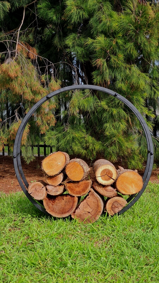 LOG firewood rack storage HOLDER round black QUALITY NEW indoor