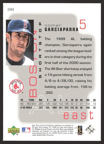 2000 Upper Deck Pros & Prospects #28 Nomar Garciaparra - 第 2/2 張圖片
