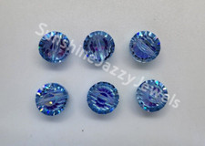 6pc Swarovski Crystal Light Sapphire AB 10mm Tablet 5101 Beads; Vintage 