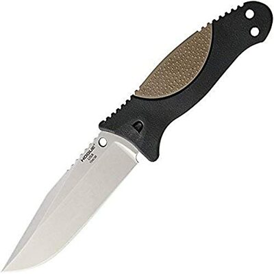 Hogue 35273 EX-F02 4.50'' Fixed Clip Pt. Blade Knife, Black with Rubber