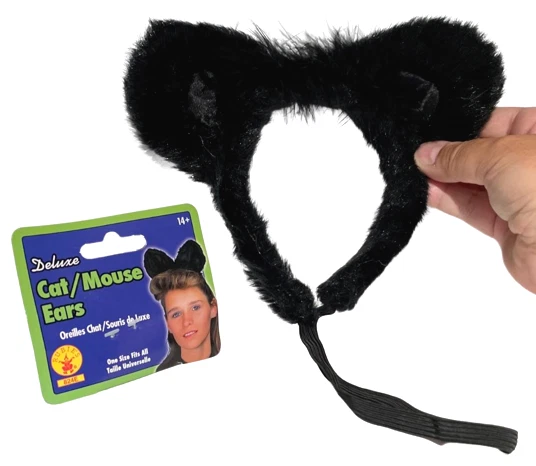 De lujo OREJAS DE RATÓN DE GATO NEGRO Diadema Peluda Mickey Minnie Disfraz Sombrero Gatito Rata Foto 3 de 4