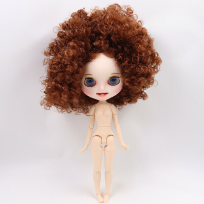 12'' Factory blythe 1/6 BJD Brown Afro hair custom doll Matte face Open mouth