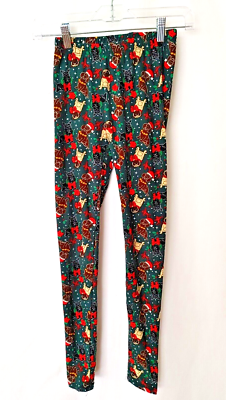 ハッピー OOPA! Dog Christmas Girls Leggings Green Background Size Small