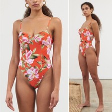 NWT Mara Hoffman Desiree Underwire One Piece Swimsuit Red Lily Floral XS