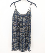 MNG Collection Dress Womens 4 Blue Floral Lace Y2K 90s Fairy Goth Grunge Slip