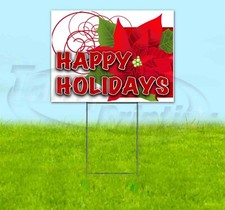 HAPPY HOLIDAYS 18x24 Yard Sign Corrugated Plastic Bandit Lawn USA CHRISTMAS