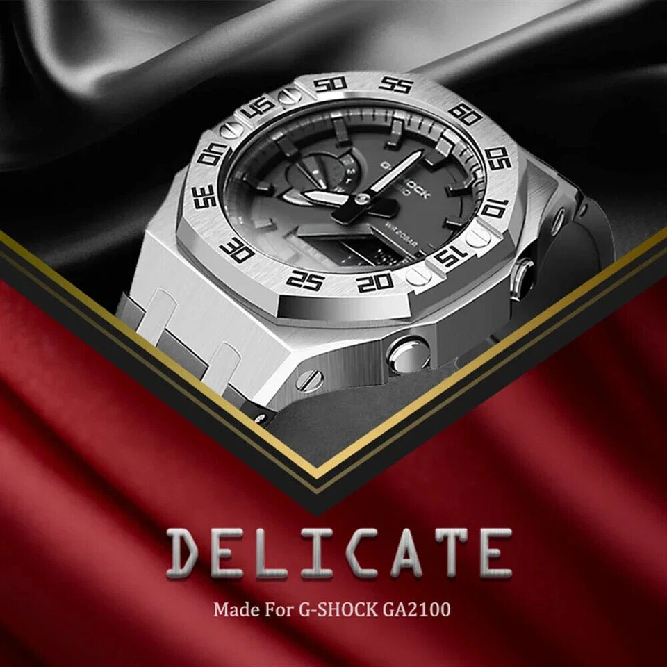 Caja de acero inoxidable premium + correa de silicona AP Mod Kit Set para G-Shock GA-2100 Foto 2 de 4