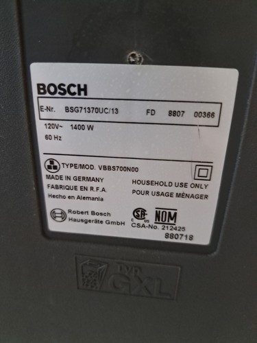 Bosch Electro Duo Plus Hepa BSG71370UC/13 Canister Vacuum Cleaner No Hose Tested - Picture 13 of 13