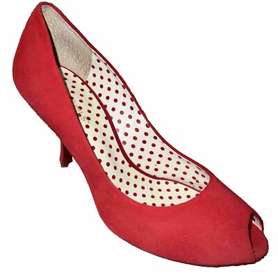 Vintage BCBGirls High Heels 6.5M US BG-Vantage Red Kid Suede Open Toe