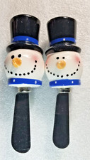 Snowmen Spreaders Snacks Dips Condiments Cheese Holiday Decor Set of 2