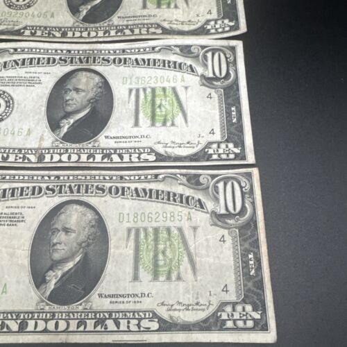 3 Light Green Seal 1934 Series D $10 Ten Dollar Bill - Picture 3 of 10