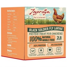 2LB Dried Black Soldier Fly Larvae for Chicken 85X More Calcium Grubs Than M...