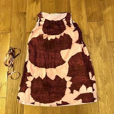 Marimekko Sleeveless Dress Pink Cotton Floral Print Size XS Used