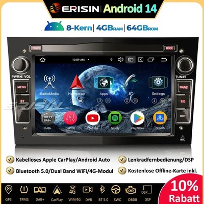DAB+Android 14 Autoradio GPS Opel Astra H Zafira Vectra Corsa C/D Signum Meriva - Bild 1 von 4