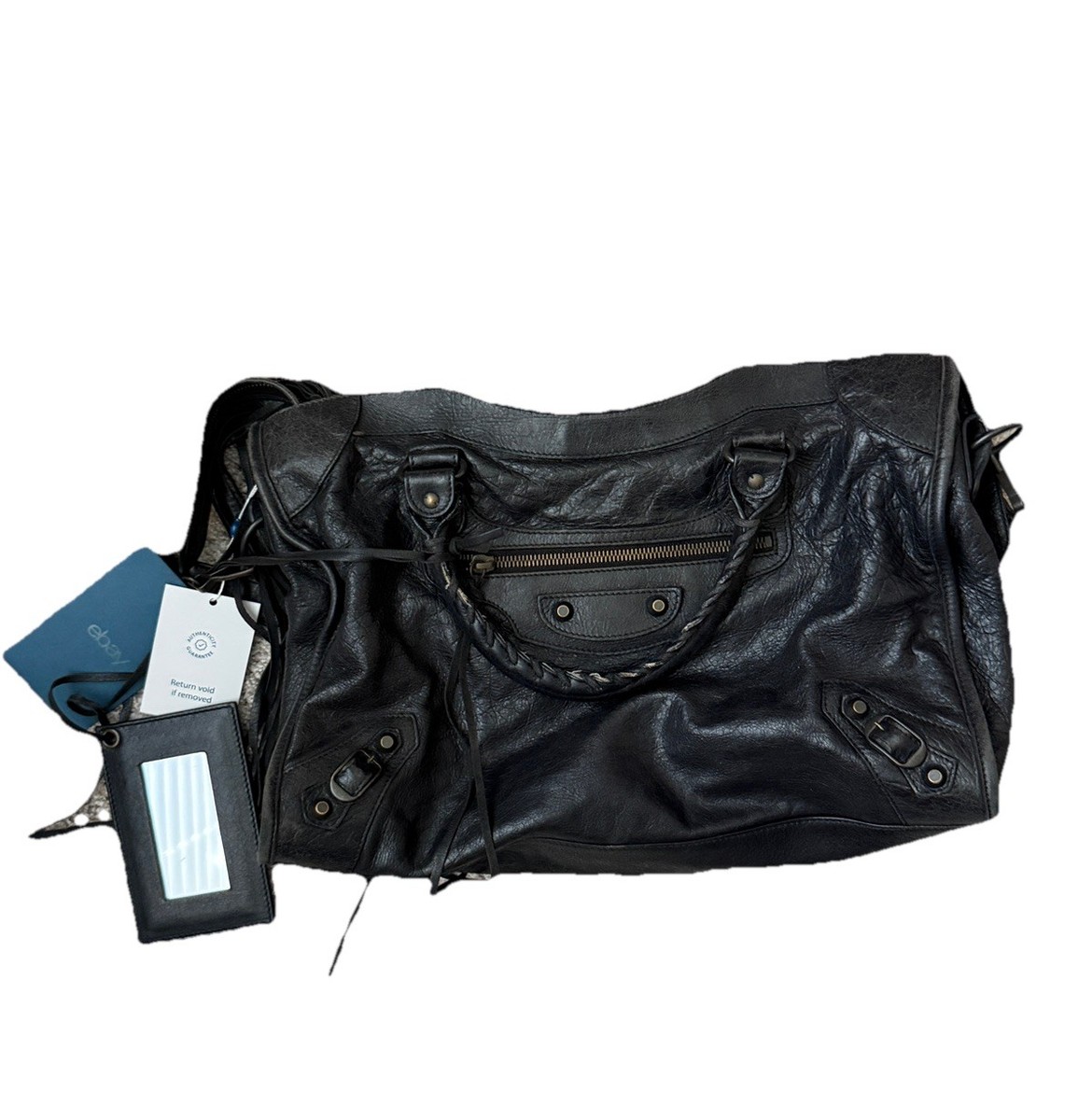 Balenciaga City Bag Shoulder Bag 115748 Black Leather Authentic 