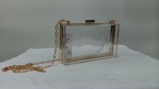 Premium Transparent Clear Acrylic Hard Box Clutch Bag Evening Shoulder Handbag