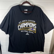 Baltimore Ravens AFC North Division Champions T Shirt Mens 3XL Black