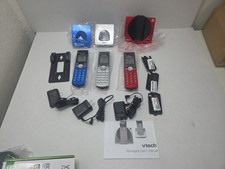 VTech 3-Handset Cordless Phone CS6919-3A Red Blue Grey - Nice