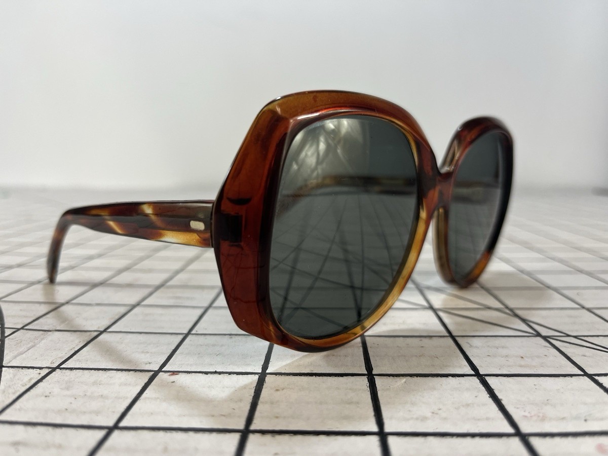 ?New Tortoise Brown Oversized Cat Eye Sunglasses Retro Vintage 70s ?️SOLD Vintage 1970s Oversized Sunglasses Made In France  main image 2