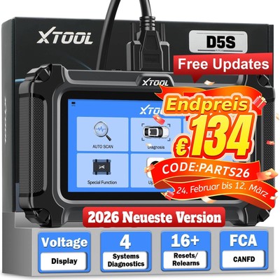 2026 XTOOL D5S KFZ OBD2 Diagnosegerät Auto Scanner 16 Reset TPMS EPB SAS Deutsch