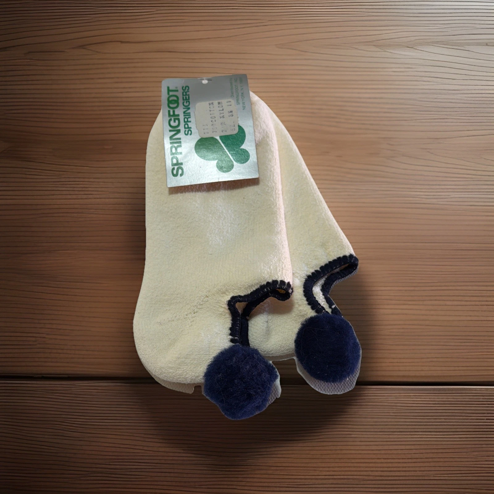 VTG Women's Socks Pom ankle NOS 8.5-11 Low-Cut Navy-Blue USA Springfoot Springer