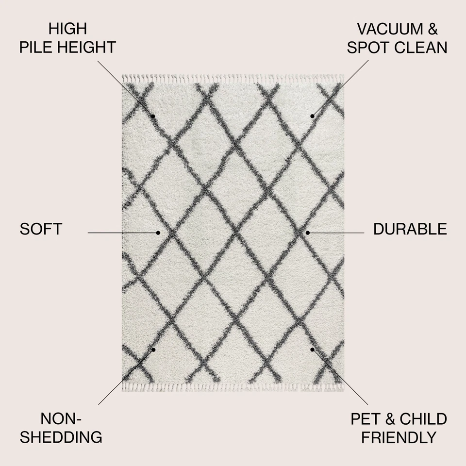 JONATHAN Y Lighting MCR104-3 Mercer Shag 3' x 5' Shag - Denim Blue / Cream - Image 3 of 4