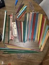 Vintage Mixed Lot Of Knitting Needles Crochet Hooks Holders Many Sizes Boye USA