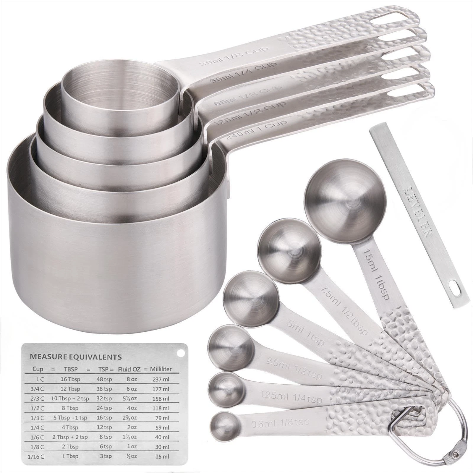 Smithcraft Measuring Cups and Spoons Set 14, 18/8 Stainless Steel Measuring C...
