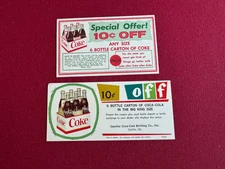 1950's, Coca-Cola, (2) "Un-Used", 6-Pack Paper Coupons (Scarce / Vintage)