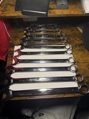Snap-On NEW 11 PC 12-Point SAE Flank Drive Combination Wrench Set OEX711B